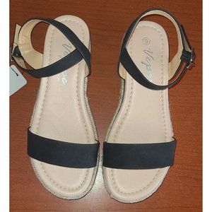 Vepose Women's Espadrilles Platform Sandals, Black  size 6 Buckle